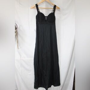 Victoria's Secret Gold label Black Lingerie slip siren goddess gothic chic boho